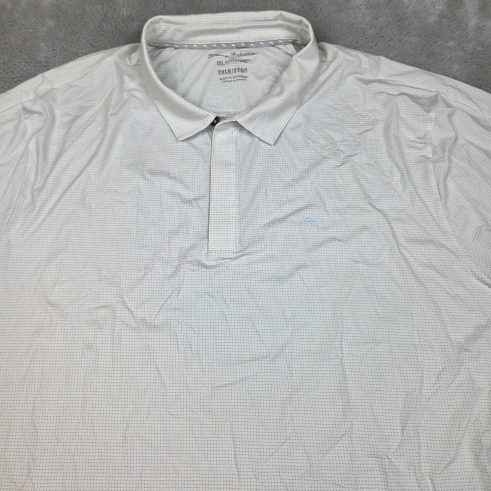 Tommy Bahama IslandZone Polo Mens 2XLB Performance Micro Dot Short Sleeve White